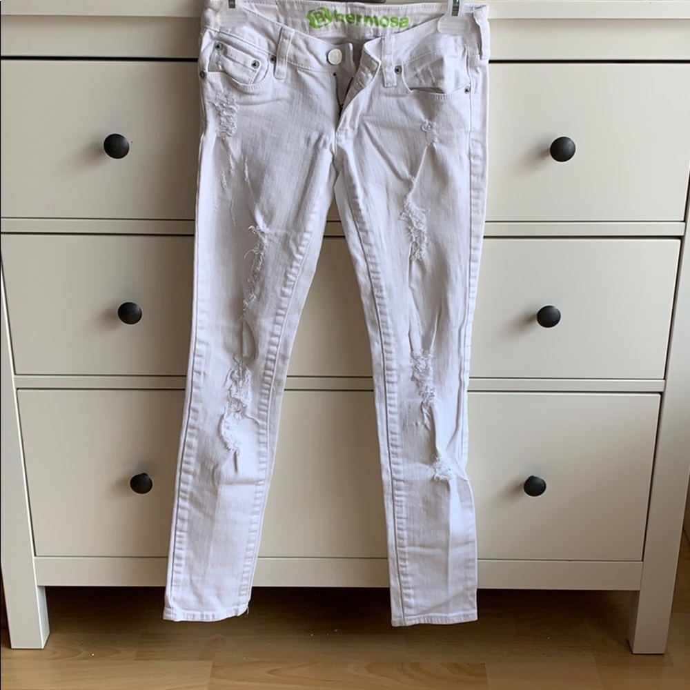 White Ripped Skinny Jeans Size 00